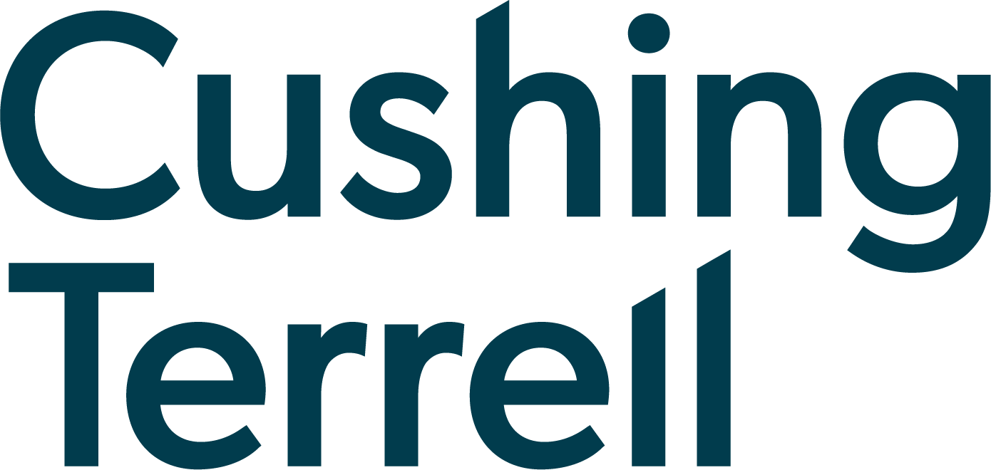 Cushing Terrell logo in dark teal with two stacked words on separate lines
