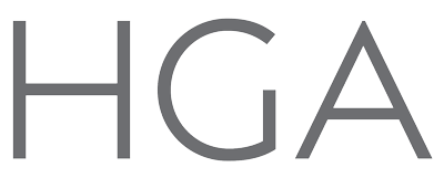 HGA logo with gray letters on a white background.